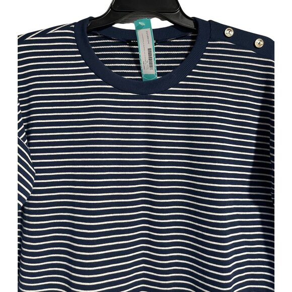 Staccato Iris Navy Crew Neck Knit Sweatshirt Blue Striped Womens XL Poly Blend - Picture 2 of 8